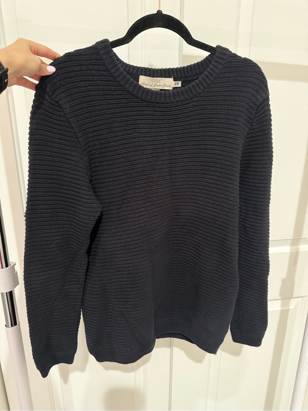 H&M Black Ribbed Crewneck Sweater
